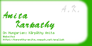 anita karpathy business card